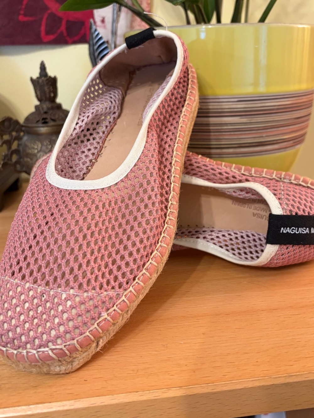 NWOT Naguisa Women 38 US 8 Mesh Espadrille Flat Free People Dusty Rose Cottage